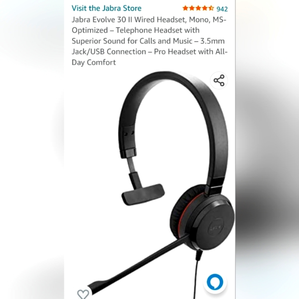 NEW Jabra Evolve 30 II Mono MS